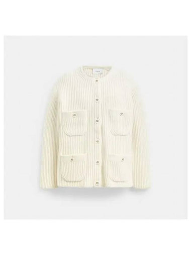 Oversized Pocket Cardigan CX127 CRM - COACH - BALAAN 1