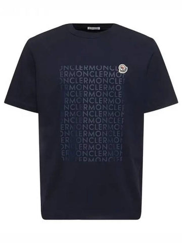 Text Print Logo T Shirt Navy 8C00035 89AJS 780 271984 1146550 - MONCLER - BALAAN 1