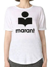 Koldi Logo Linen Short Sleeve T-Shirt White - ISABEL MARANT ETOILE - BALAAN 2