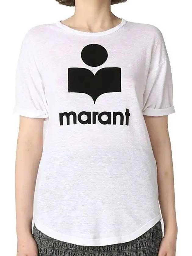 Koldi Logo Linen Short Sleeve T-Shirt White - ISABEL MARANT ETOILE - BALAAN 2