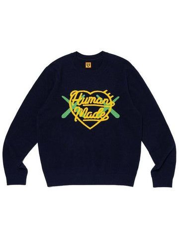 x Cows Collaboration Navy Knit Sweater XX26CS004NY - HUMAN MADE - BALAAN 1