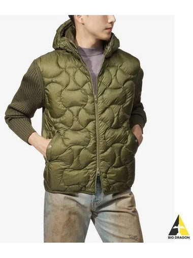 Arm Logo Patch Quilted Hooded Knit Zip Up Jacket Green I20919B00025M1124835 - MONCLER - BALAAN 1