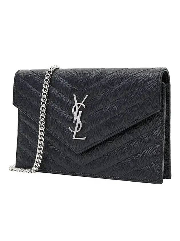 Monogram Matelasse Envelope Chain Cross Bag Black - SAINT LAURENT - BALAAN 3