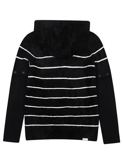 Women s Winter Striped Short Sleeve Warmer Hoodie 2622LXKR BLACK - BLACK&WHITE - BALAAN 2