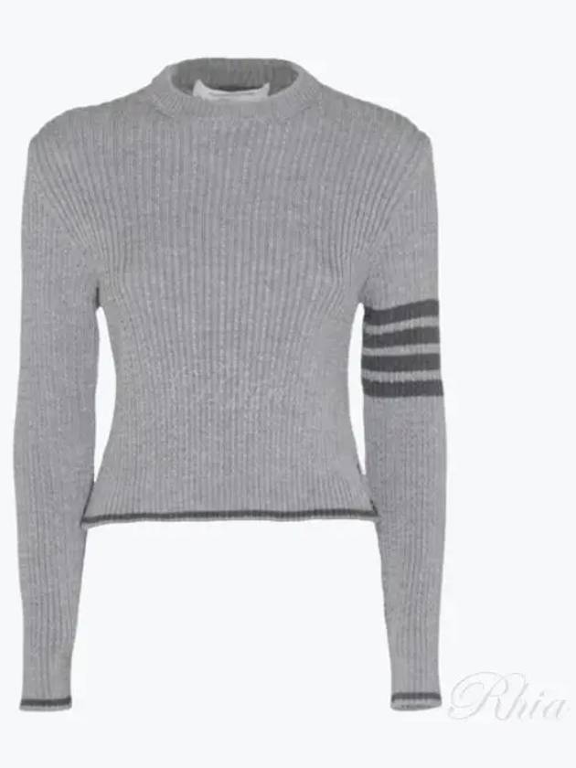 4 Bar Stripe Cable Knit Top Grey - THOM BROWNE - BALAAN 2