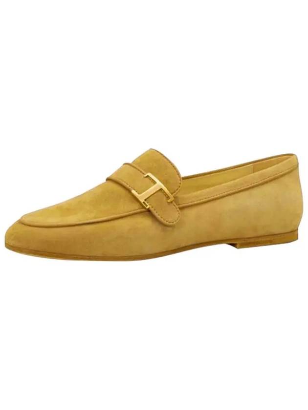 Gold-Plated T Logo Suede Loafers Camel Brown - TOD'S - BALAAN 4