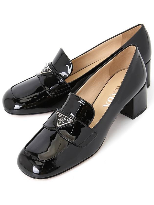 Enamel Metal Triangle Logo Loafers Black - PRADA - BALAAN 2