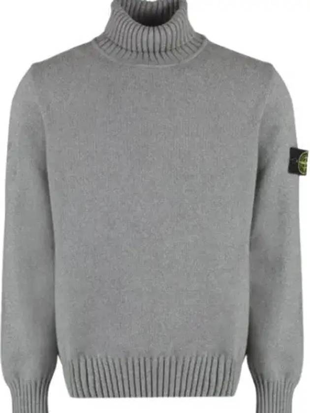 Wappen Patch Loose Fit Cotton Turtleneck Grey - STONE ISLAND - BALAAN 2