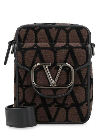 V Logo Toile Iconographe Cross Bag Brown - VALENTINO - BALAAN 1