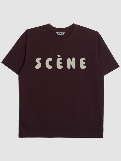 Scene Lettering Short Sleeve T-Shirt Burgundy - KLOR - BALAAN 2