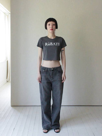 R?BATI Logo Crop Tshirt CHARCOAL - RUBATI - BALAAN 1