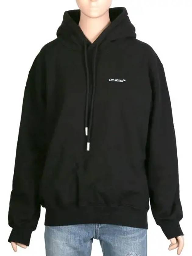 diagonal logo print hooded top black - OFF WHITE - BALAAN.