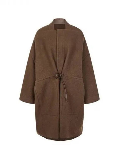 WOMEN Hidden Snap Button String Wool Coat Brown 271712 - RICK OWENS - BALAAN 1