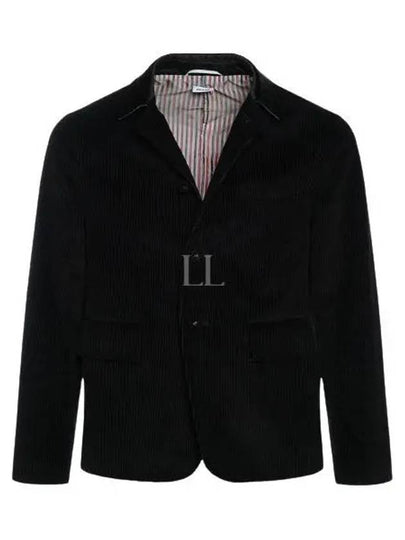 Men's Corduroy Button Up Cutaway Blazer Jacket Black - THOM BROWNE - BALAAN 2