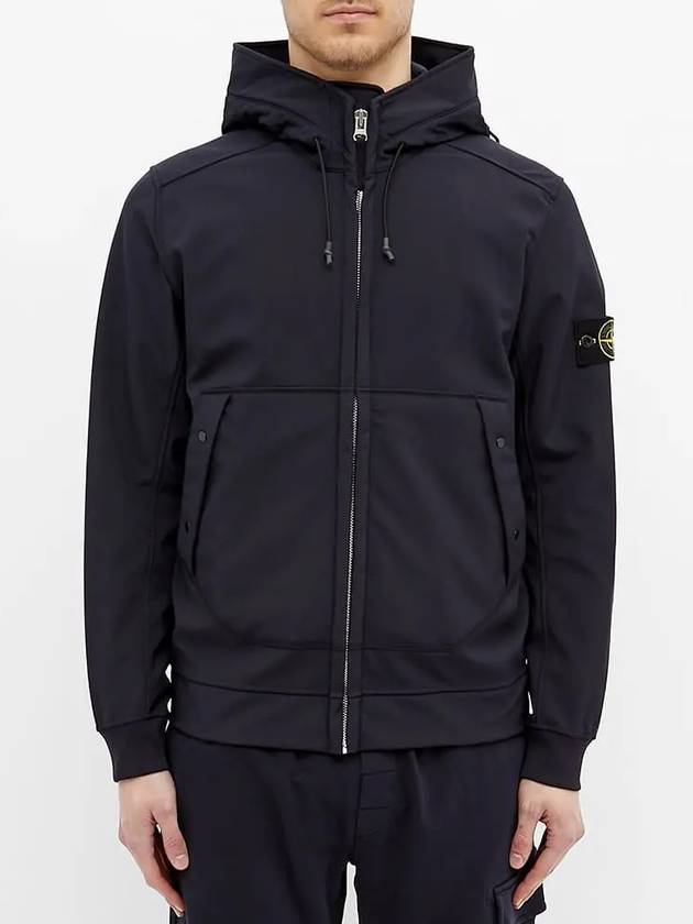 Wappen Patch Soft Shell R Fleece Hooded Jacket Navy - STONE ISLAND - BALAAN 3