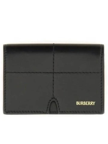 Logo Leather Card Wallet Black - BURBERRY - BALAAN 1