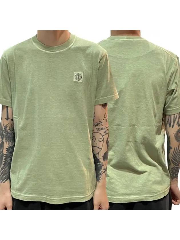 Pisato Effect Logo Patch Short Sleeve T-Shirt Green - STONE ISLAND - BALAAN 2