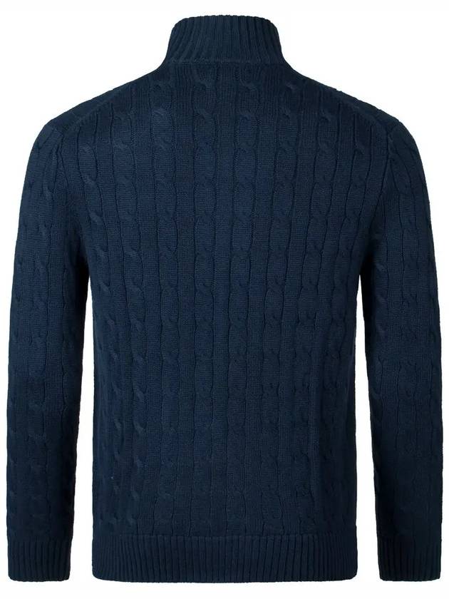 Pony Motif Cable Zipper Knit Cotton Cardigan Navy - POLO RALPH LAUREN - BALAAN 4