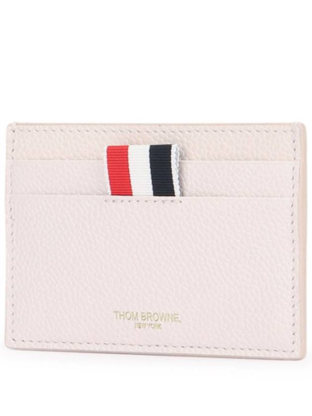 Stripe Note Compartment Pebble Grain Leather Card Wallet Pink - THOM BROWNE - BALAAN 3