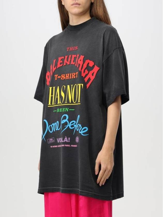 Slogan Print Oversized Short Sleeve T-Shirt Black - BALENCIAGA - BALAAN 5