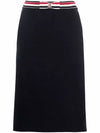 Women's Double Face Cotton Bow A-Line Skirt Navy - THOM BROWNE - BALAAN 3