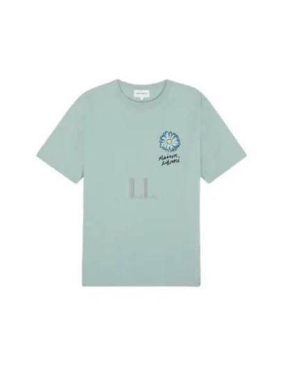 Floating Flower Comfort Short Sleeve T-Shirt Seafoam Blue - MAISON KITSUNE - BALAAN 2