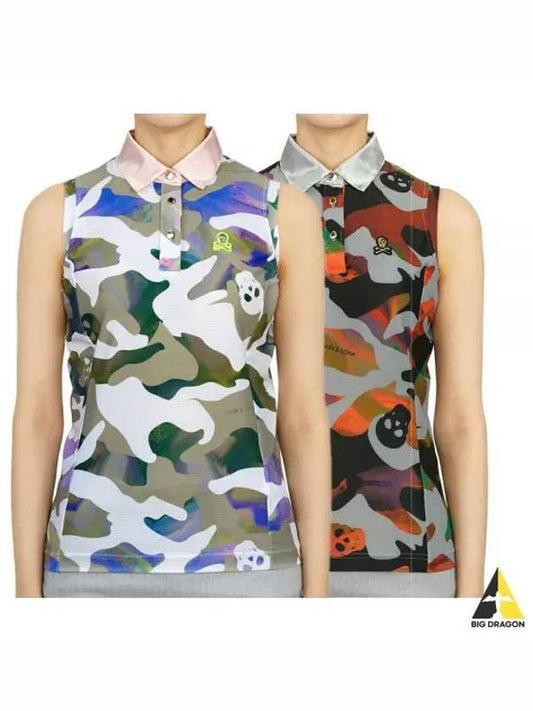 Women s Gauge Quartz Camouflage Sleeveless T Shirt Gray Pink MLW 2B AP10 - MARK & LONA - BALAAN 1