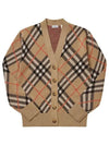 Check Wool Blend Cardigan Beige - BURBERRY - BALAAN 6