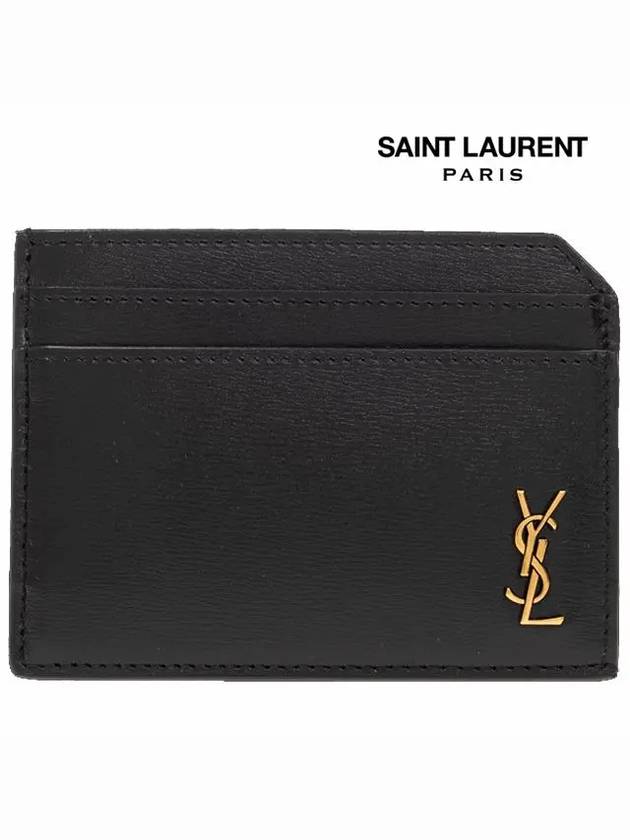 Tiny Cassandre Open Shiny Leather Card Wallet Black - SAINT LAURENT - BALAAN 3