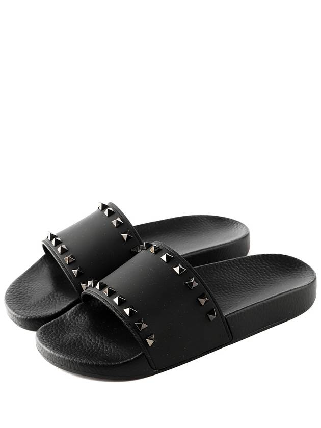 Rock Stud Slide Slipper Black - VALENTINO - BALAAN 2