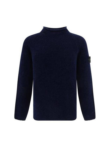 Wappen Patch Rolling Neck Knit Top Navy - STONE ISLAND - BALAAN 1