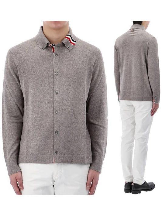 Stripe Merino Jersey Cardigan Light Grey - THOM BROWNE - BALAAN 2