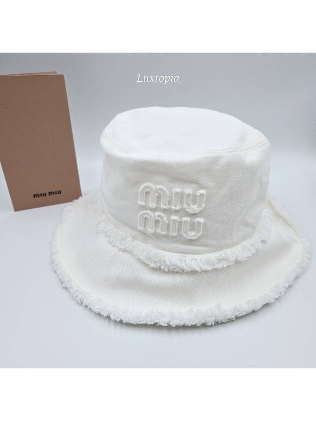 Denim Bucket Hat White - MIU MIU - BALAAN 2