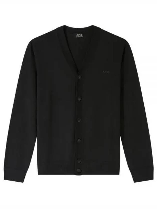 Joe Logo Embroidered Wool Cardigan Black - A.P.C. - BALAAN 2