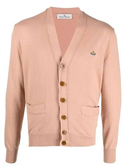 ORB Embroidery Logo V Neck Cardigan Beige - VIVIENNE WESTWOOD - BALAAN 2