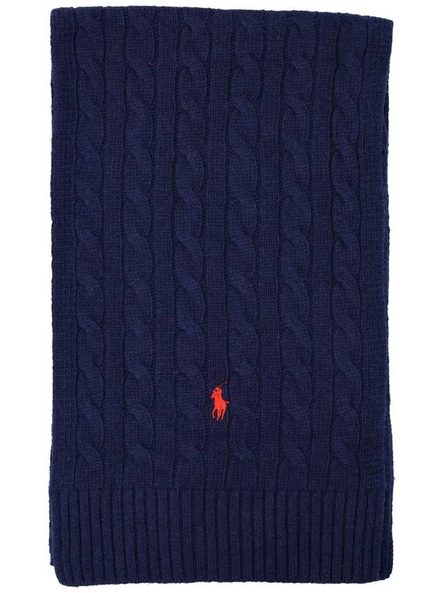 Cable Knit Muffler Navy - POLO RALPH LAUREN - BALAAN 2