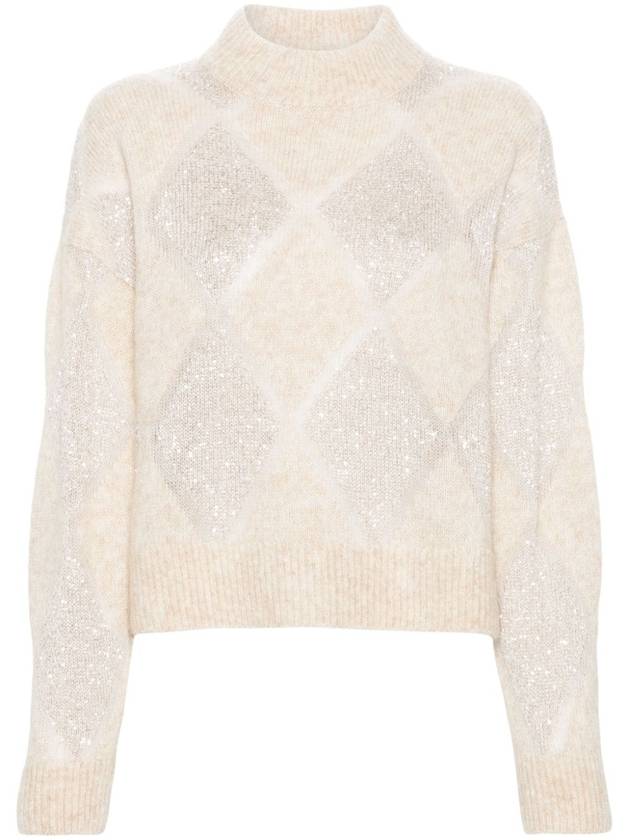 Argyle Knit Top Beige - BRUNELLO CUCINELLI - BALAAN 2