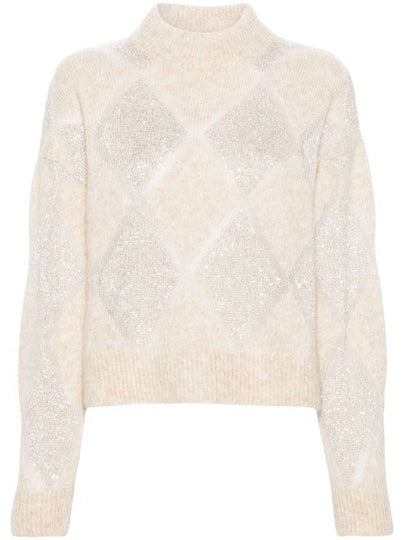 Argyle Knit Top Beige - BRUNELLO CUCINELLI - BALAAN 2