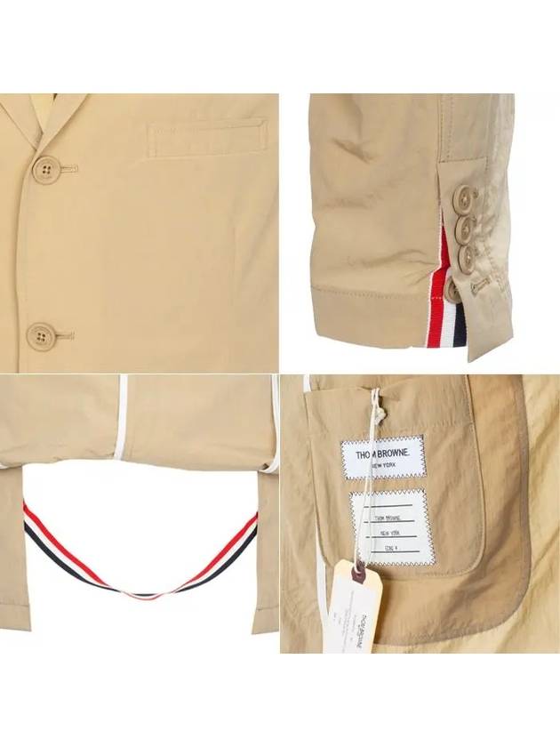 High Density Nylon Tech Patch Pocket Sports Jacket Khaki - THOM BROWNE - BALAAN 7