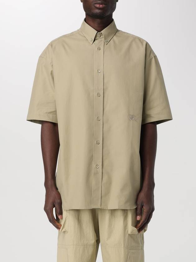 Cotton Oxford Short Sleeve Shirt Green - BURBERRY - BALAAN 2