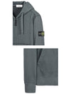 Men Wappen Cotton Fleece Hooded  Zip Up Dark Grey - STONE ISLAND - BALAAN 6