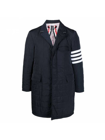 Men's Navy Downfill Chestfield Poly Twill Padded Coat - THOM BROWNE - BALAAN.