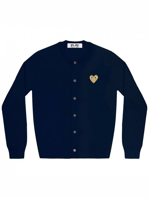 Gold Heart Logo Knit Cardigan Navy - COMME DES GARCONS - BALAAN 2