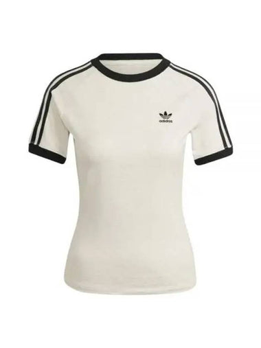 Three Stripes Slim Raglan T Shirt White Melange KR Women - ADIDAS - BALAAN 1