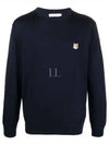 Fox Head Patch Regular Round Neck Pullover Knit Top Navy - MAISON KITSUNE - BALAAN 2