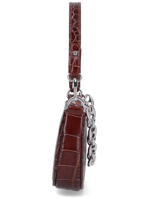 Rachel Crocodile Embossed Shoulder Bag Chocolate - BY FAR - BALAAN 6