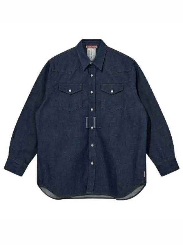 Button Up Denim Long Sleeve Shirt Blue - ACNE STUDIOS - BALAAN 2