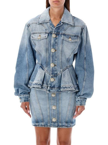 Balmain Peplum Denim Jacket - BALMAIN - BALAAN 1