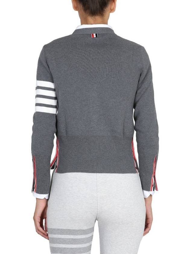 CARDIGAN CON SCOLLO A V - THOM BROWNE - BALAAN 7