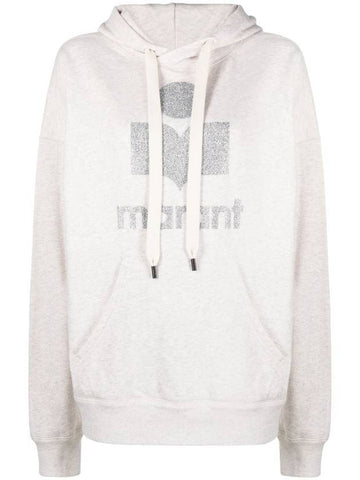 Women's Mansel Logo Print Hoodie Ecru - ISABEL MARANT ETOILE - BALAAN.